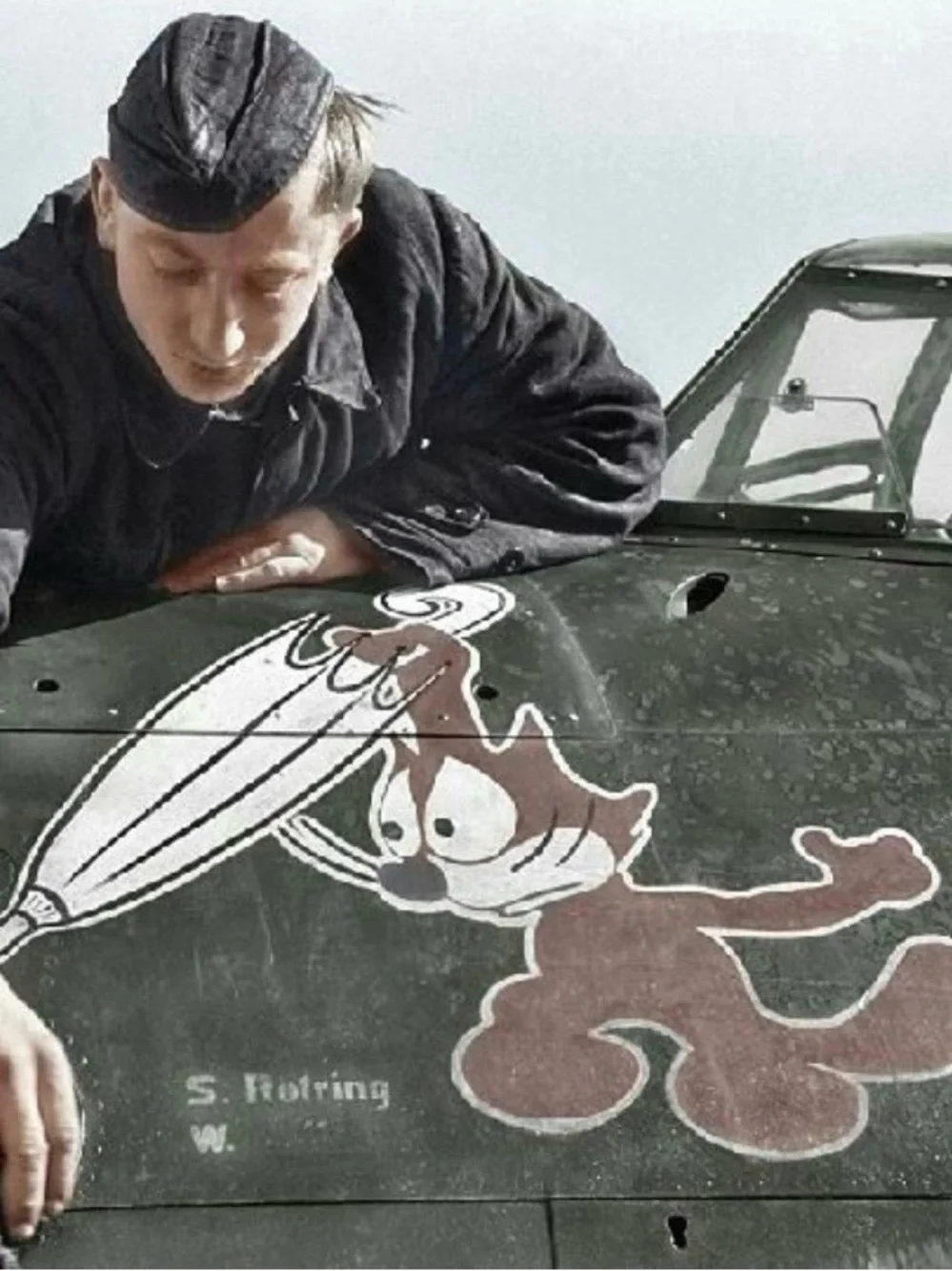 A-2 Flight Jacket Felix the Cat WW2 leather bomber hand painted